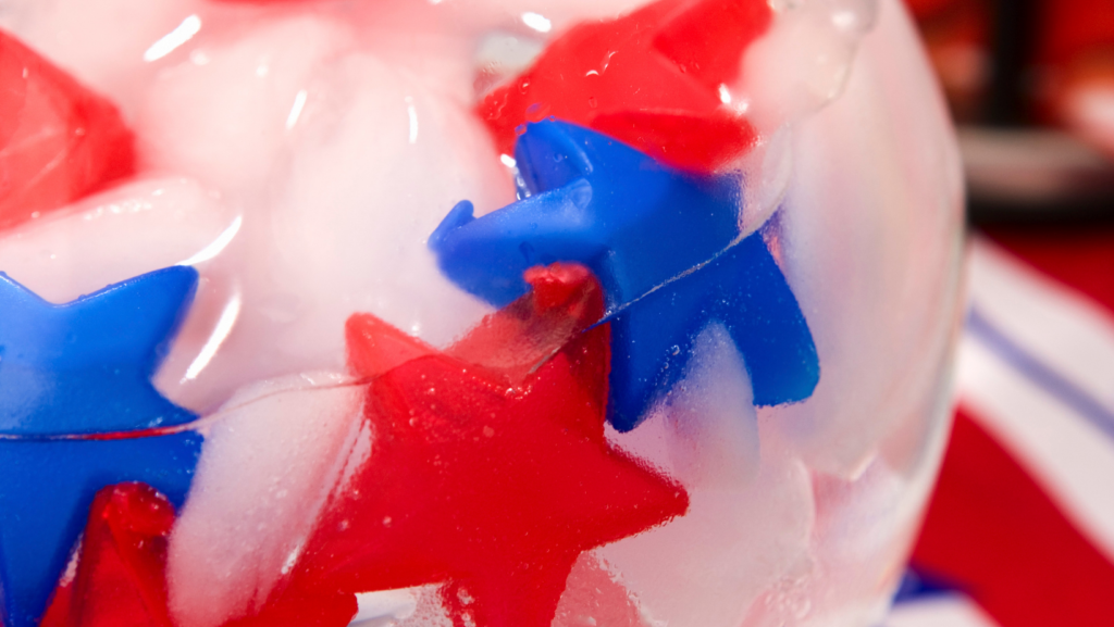 Blue and red star-shaped ice cubes
