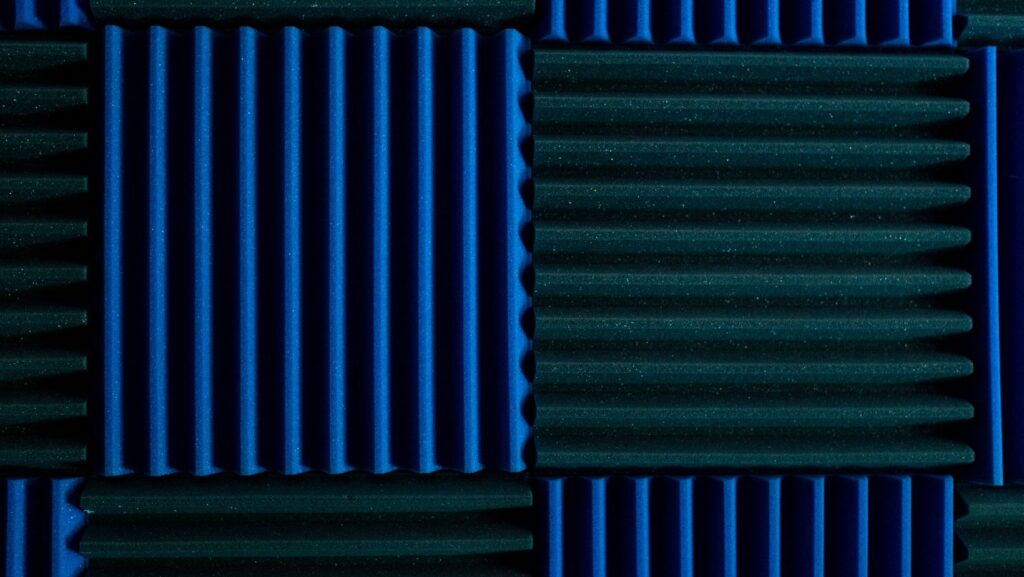 Blue acoustical wall panels