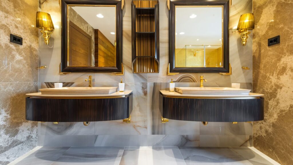 elegant bathroom with a double vanity