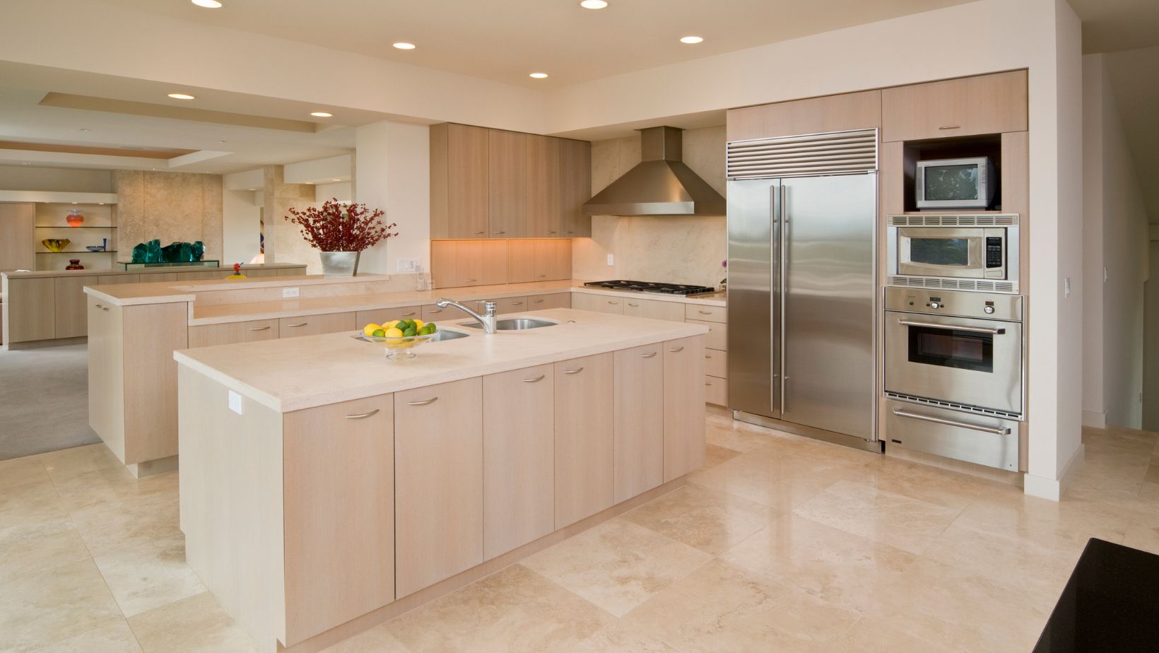 A wooden kitchen island