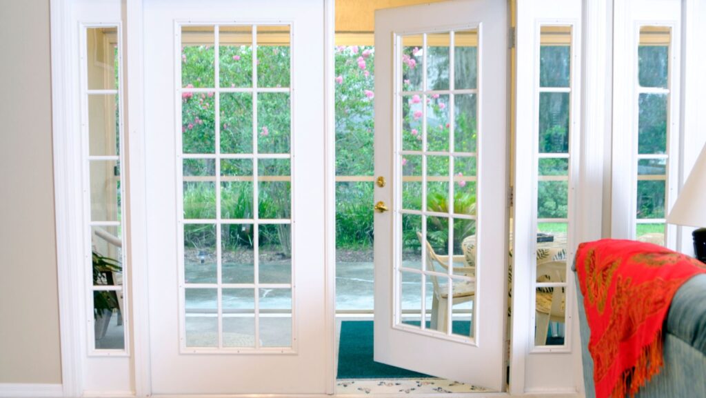 white double hinged french doors